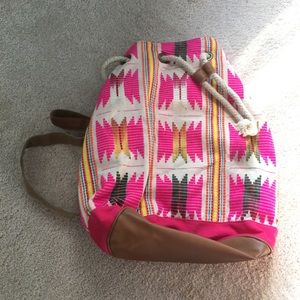 Topshop Embroidered Tribal Canvas Backpack